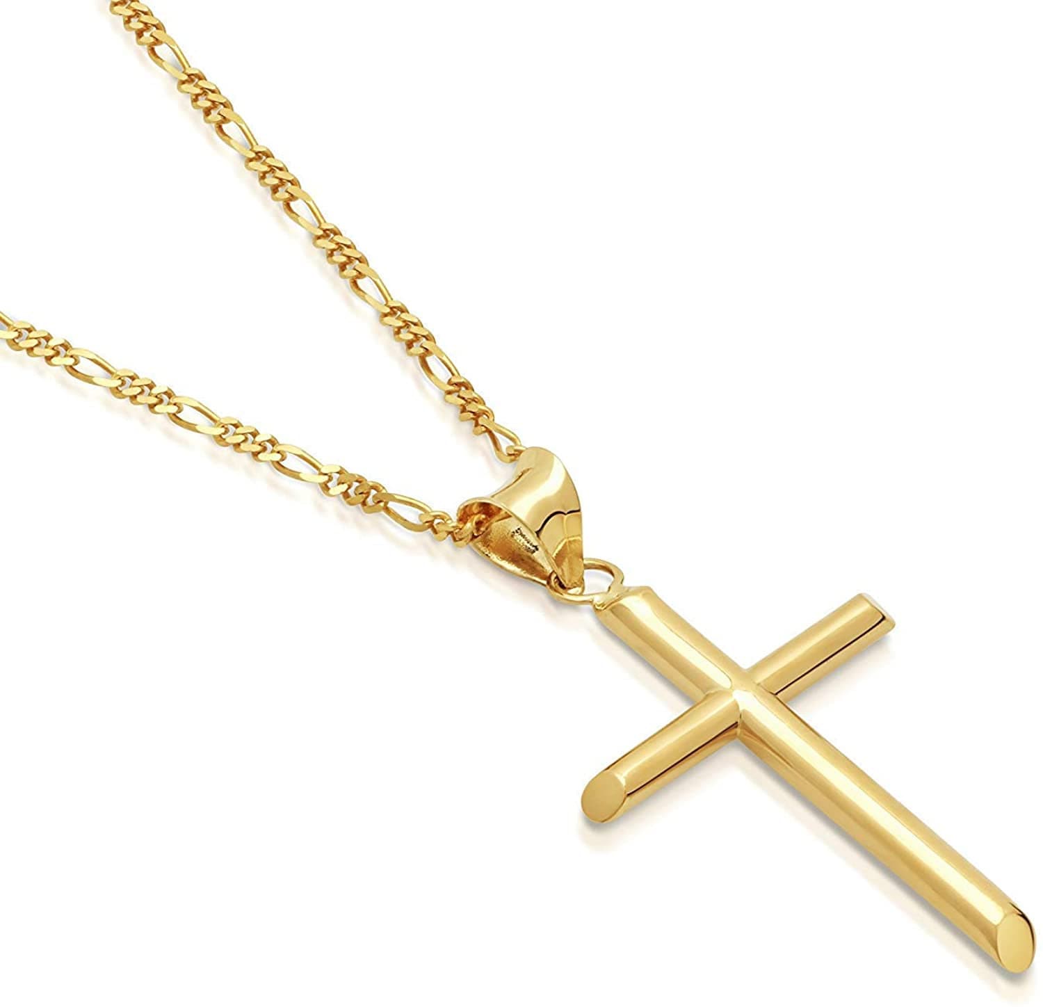 Gold Runde Kreuz Figaro Anhänger Halskette Für Männer, Frauen, Perfektes Geschenk Ihn/Sie 3mm Kette Muttertag, Thanksgiving Weihnachten von Vonlosangeles