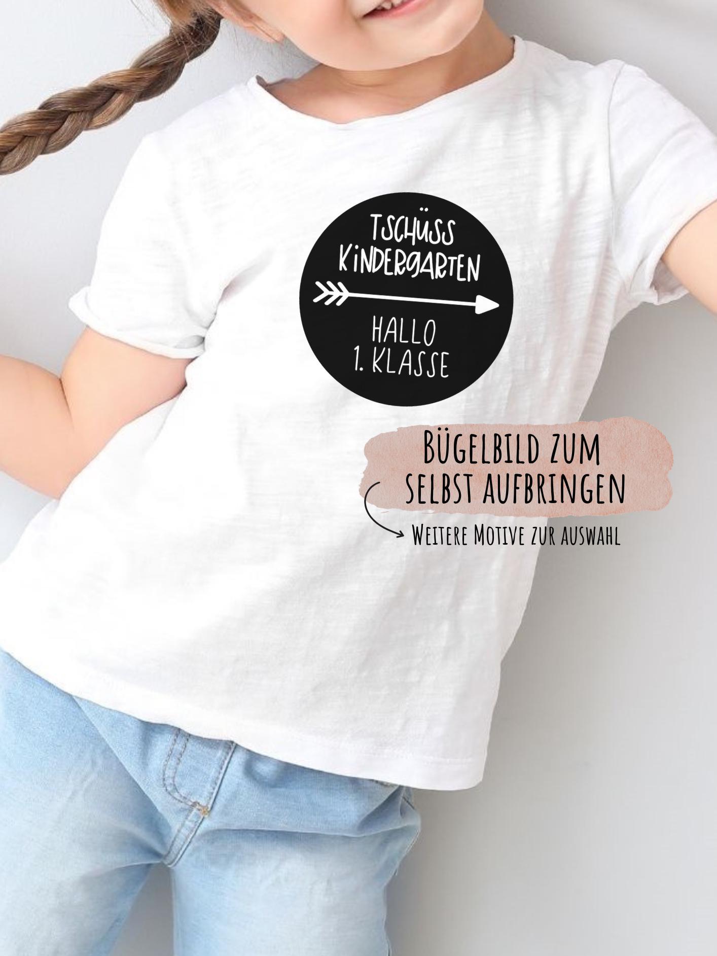 Bügelbild Grundschule/1. Klasse Tschüss Kindergarten Bügelbild Grundschule/1. Klasse Tschüss Kindergarten von VonmirZudirAtelier