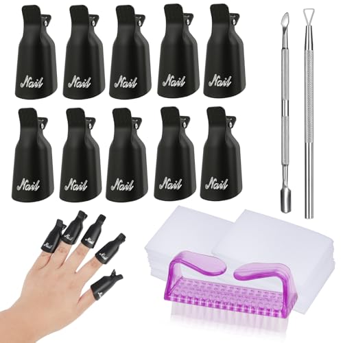 Nagellackentferner Clips Set, 10 Stück Nail Art Soak off Nagelclips mit 2 Stücke Nagelhaut DrückerTrimmer, 1Nagelbürsten, 500 Stk. Wattepads für Gelnägel,Gel Polish Entferner Wrap Tool für Geschenk Nagellackentferner Clips Set, 10 Stück Nail Art Soak off Nagelclips mit 2 Stücke Nagelhaut DrückerTrimmer, 1Nagelbürsten, 500 Stk. Wattepads für Gelnägel,Gel Polish Entferner Wrap Tool für Geschenk von Vonsera