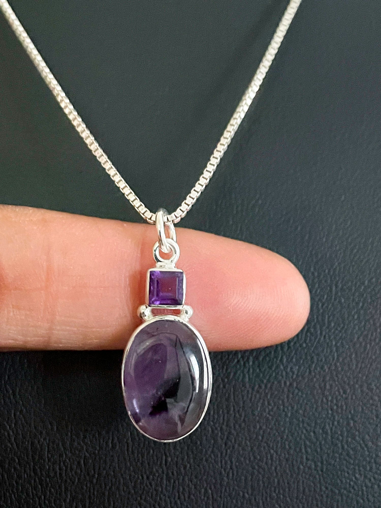 Natürliche Amethyst Halskette, Sterling Silber Anhänger, Februar Birthstone Schmuck, Braut Hochzeit Valentinstag Schmuck von VonzJewel