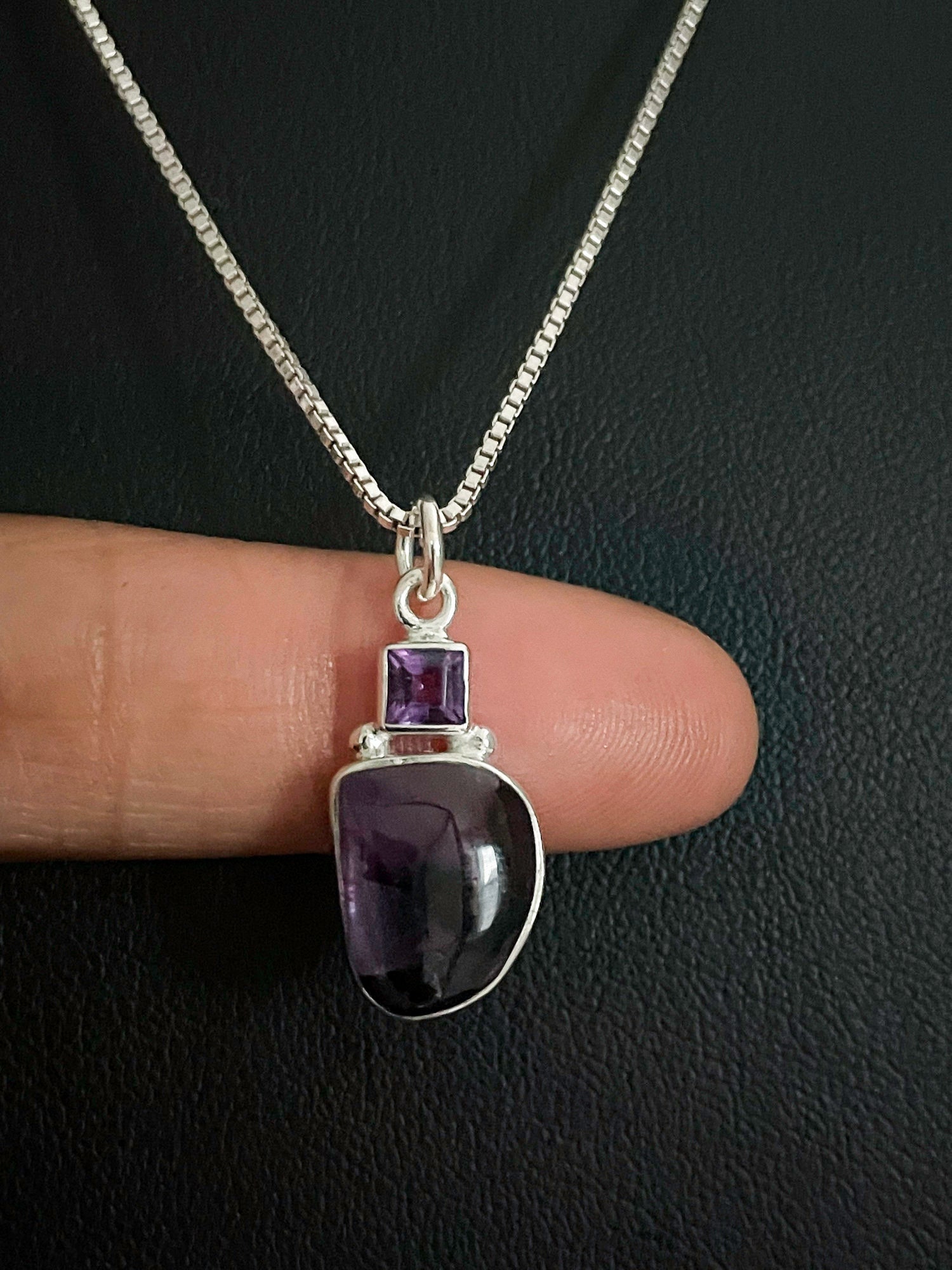 Natürliche Amethyst Halskette, Sterling Silber Anhänger, Februar Birthstone Schmuck, Braut Hochzeit Valentinstag Schmuck von VonzJewel