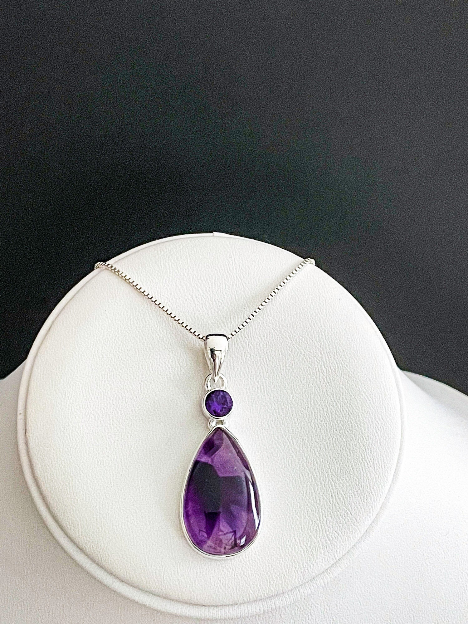 Natürliche Amethyst Halskette, Sterling Silber Anhänger, Februar Birthstone Schmuck, Braut Hochzeit Valentinstag Schmuck von VonzJewel