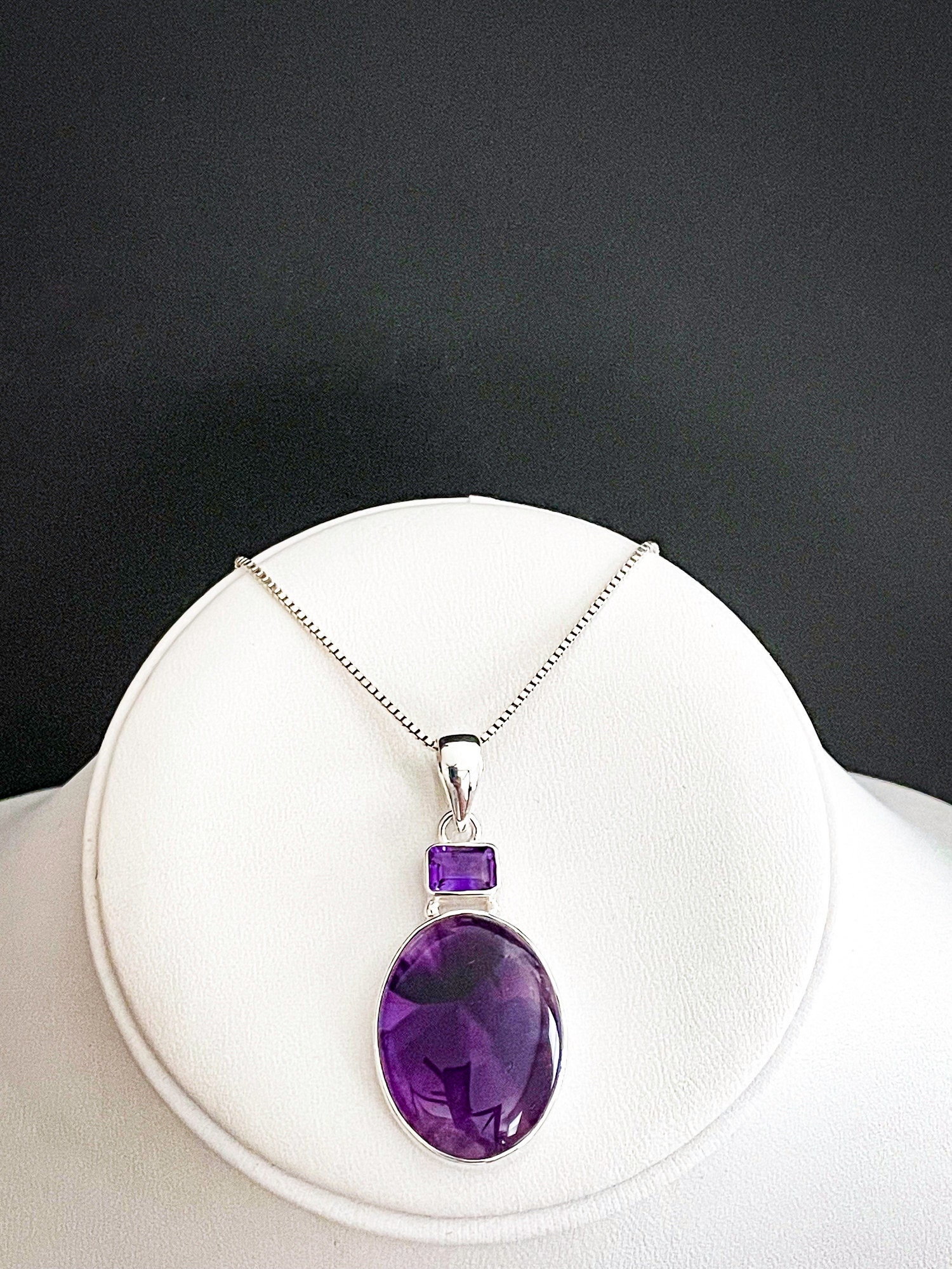 Natürliche Amethyst Halskette, Sterling Silber Anhänger, Februar Birthstone Schmuck, Braut Hochzeit Valentinstag Schmuck von VonzJewel