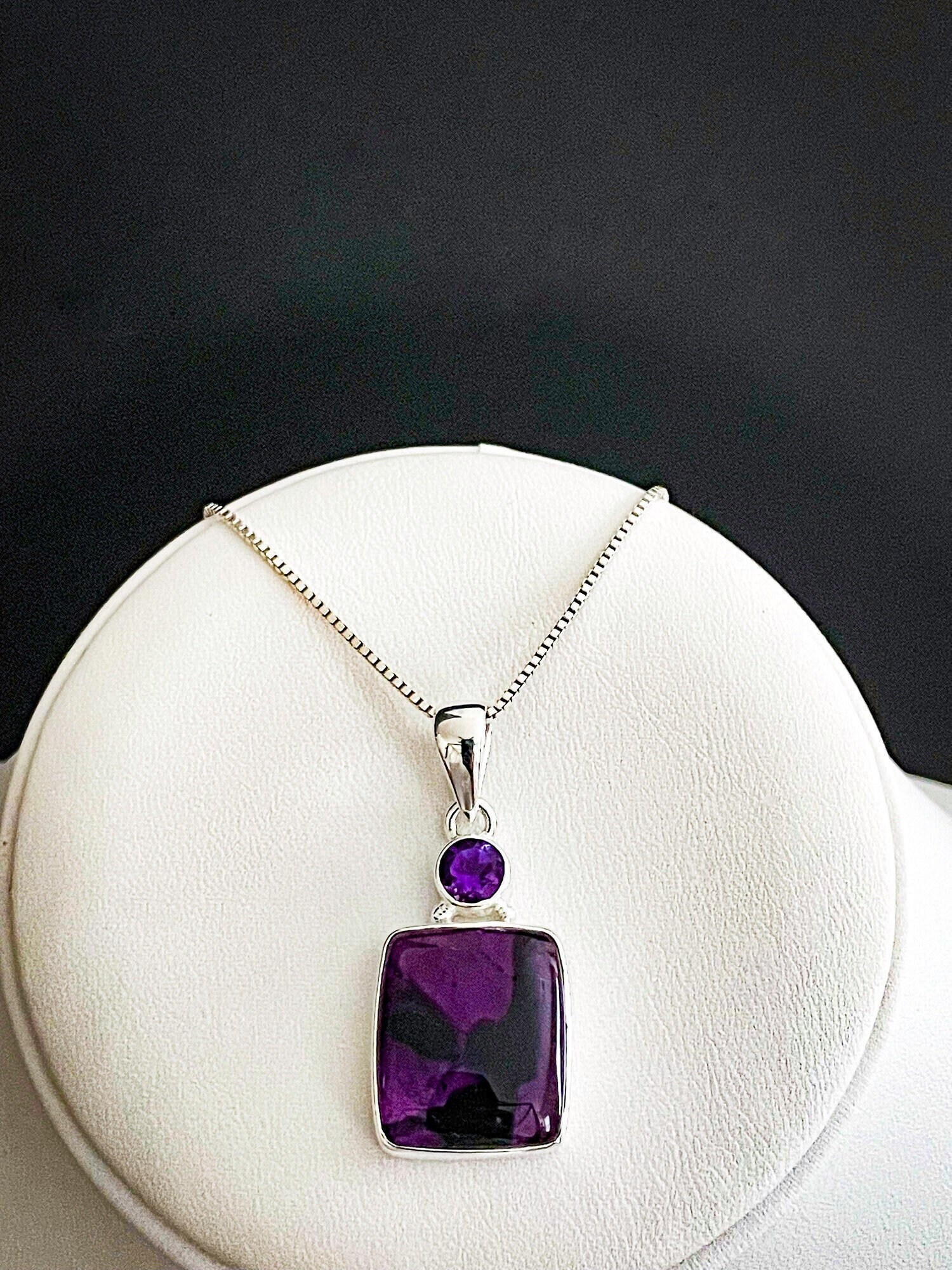 Natürliche Amethyst Halskette, Sterling Silber Anhänger, Februar Birthstone Schmuck, Braut Hochzeit Valentinstag Schmuck von VonzJewel