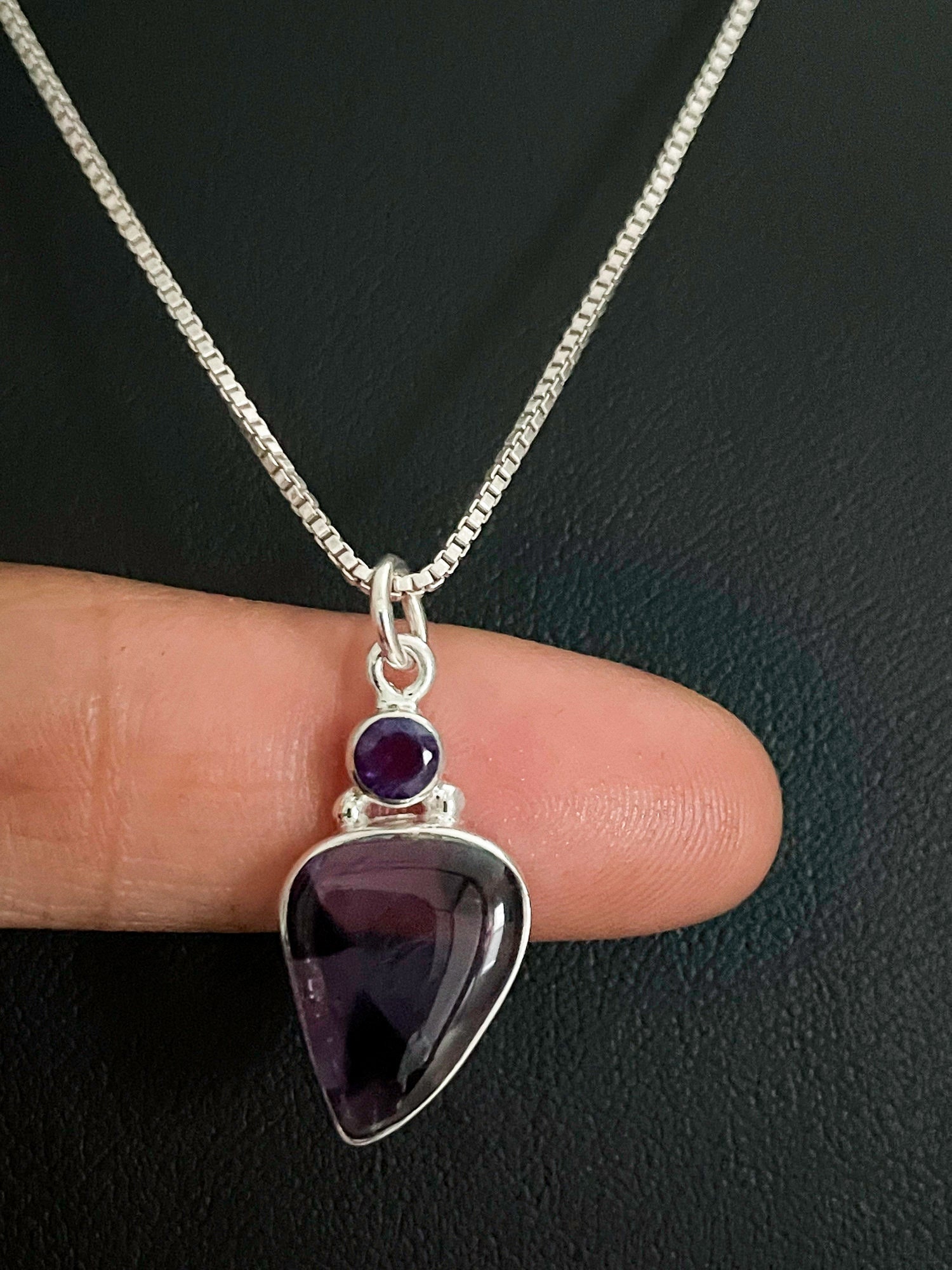 Natürliche Amethyst Halskette, Sterling Silber Anhänger, Februar Birthstone Schmuck, Braut Hochzeit Valentinstag Schmuck von VonzJewel