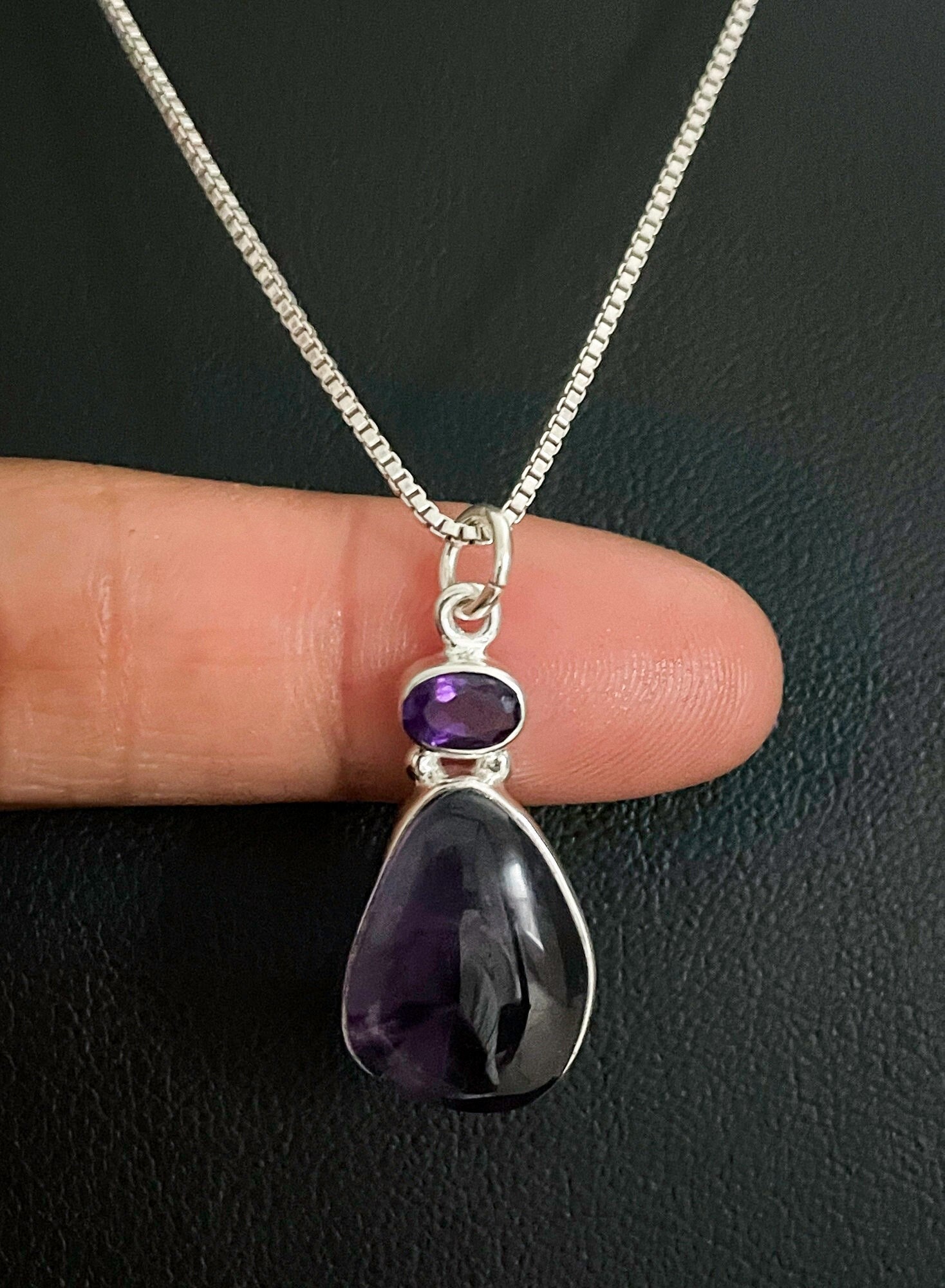 Natürliche Amethyst Halskette, Sterling Silber Anhänger, Februar Birthstone Schmuck, Braut Hochzeit Valentinstag Schmuck von VonzJewel