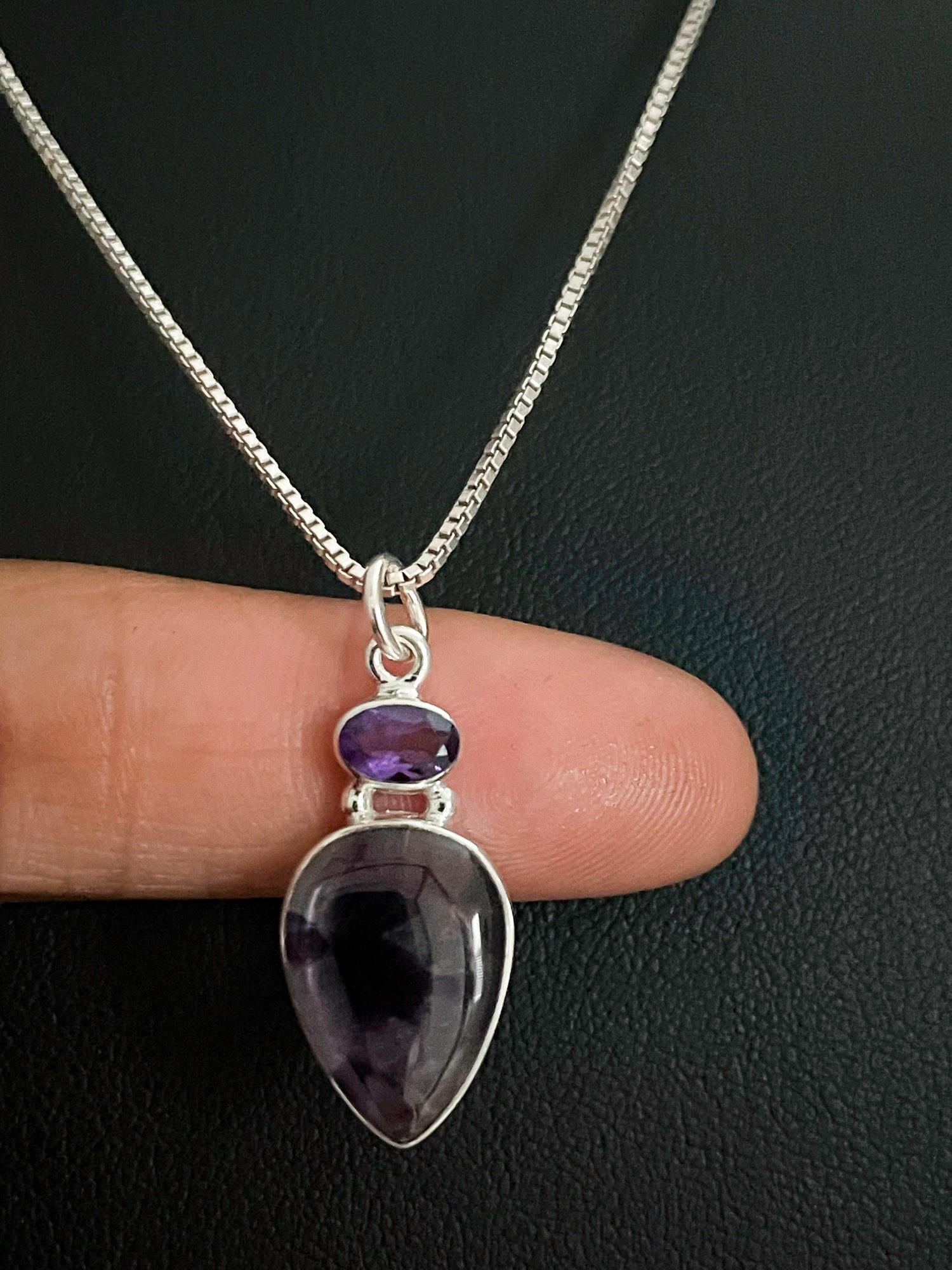 Natürliche Amethyst Halskette, Sterling Silber Anhänger, Februar Birthstone Schmuck, Braut Hochzeit Valentinstag Schmuck von VonzJewel