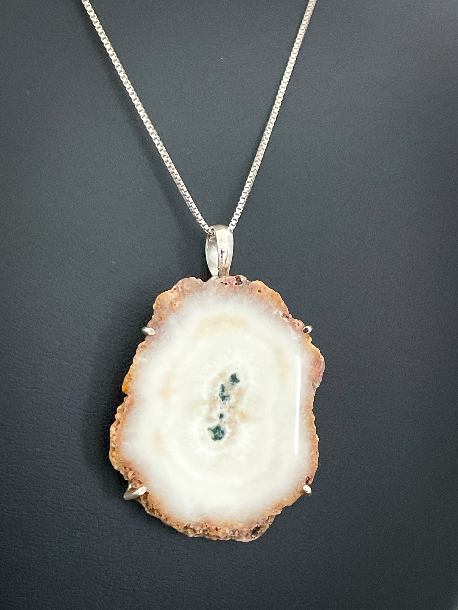 Natürliche Solar Quarz Anhänger, Sterling Silber Halskette, Bergkristall Druzy Schmuck, Weißer Achat Kristall von VonzJewel