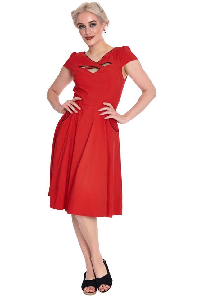 Voodoo Vixen A-Linien-Kleid Criss Cross Contrast Piping Vintage Rockabilly Retro von Voodoo Vixen