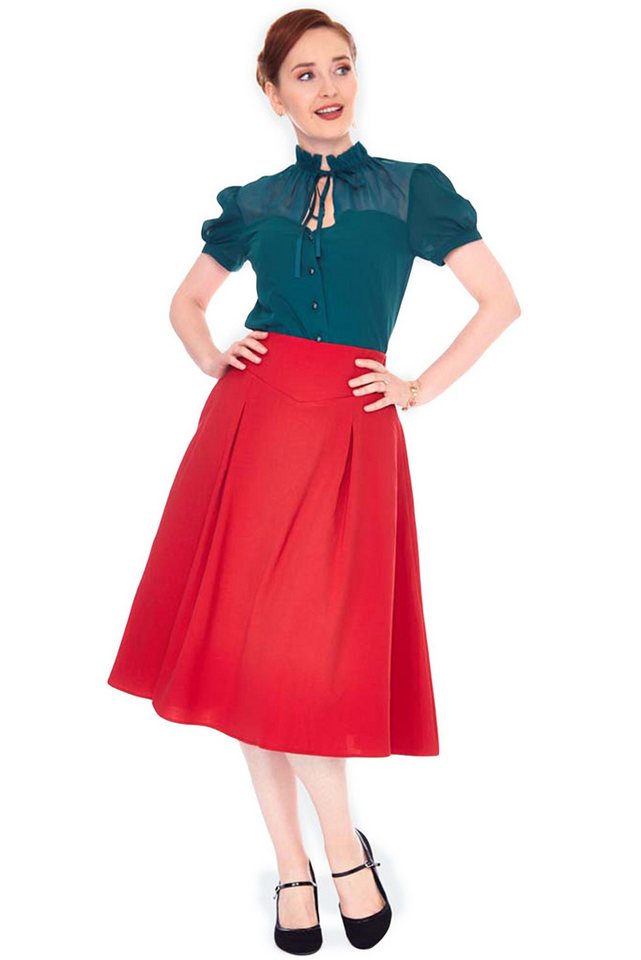 Voodoo Vixen A-Linien-Rock Red Retro Flare Rockabilly Retro Vintage Swing von Voodoo Vixen