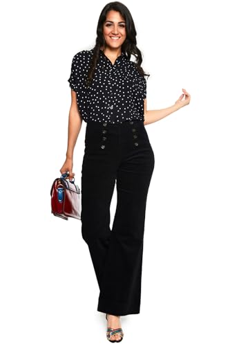 Voodoo Vixen Blith Black Corduroy High-Waisted Trousers Frauen Stoffhose schwarz L von Voodoo Vixen