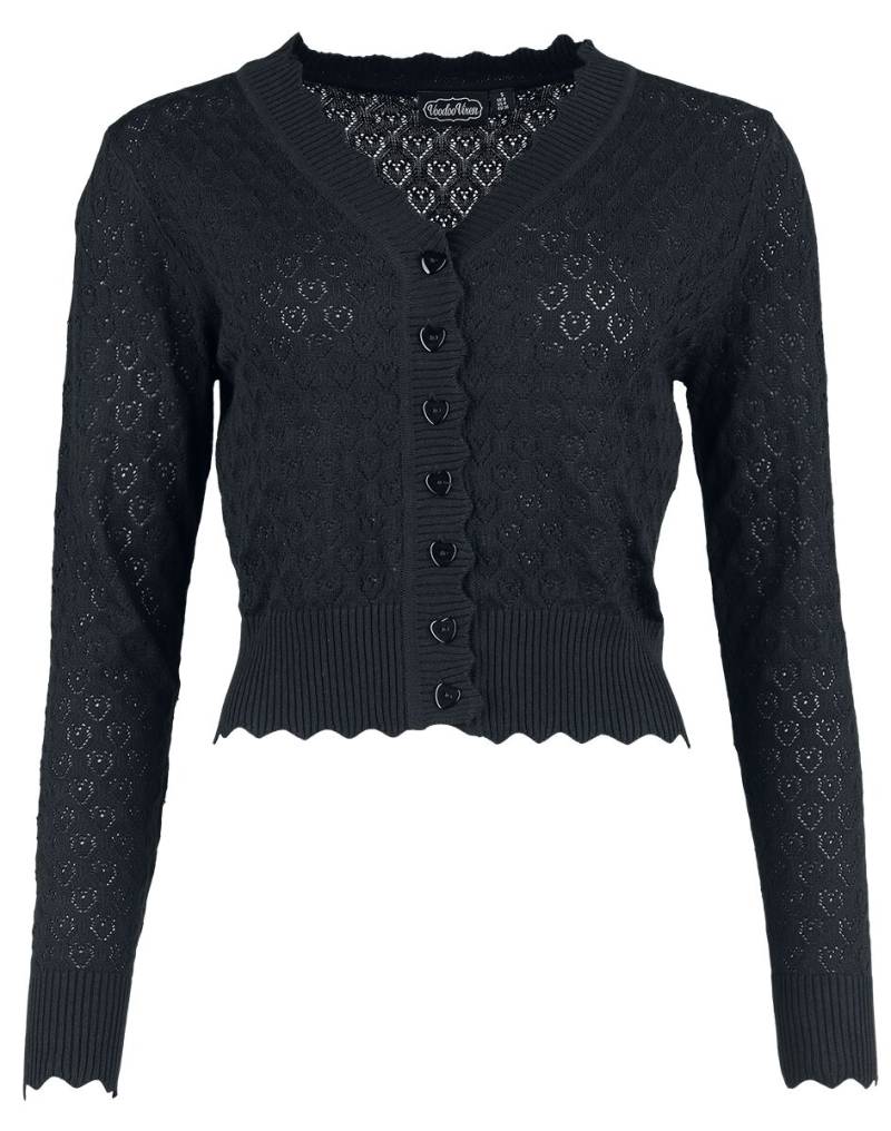 Voodoo Vixen Cardigan - Heart Pattern Scallop Edge Cardigan - XS bis XXL - für Damen - Größe M - schwarz von Voodoo Vixen