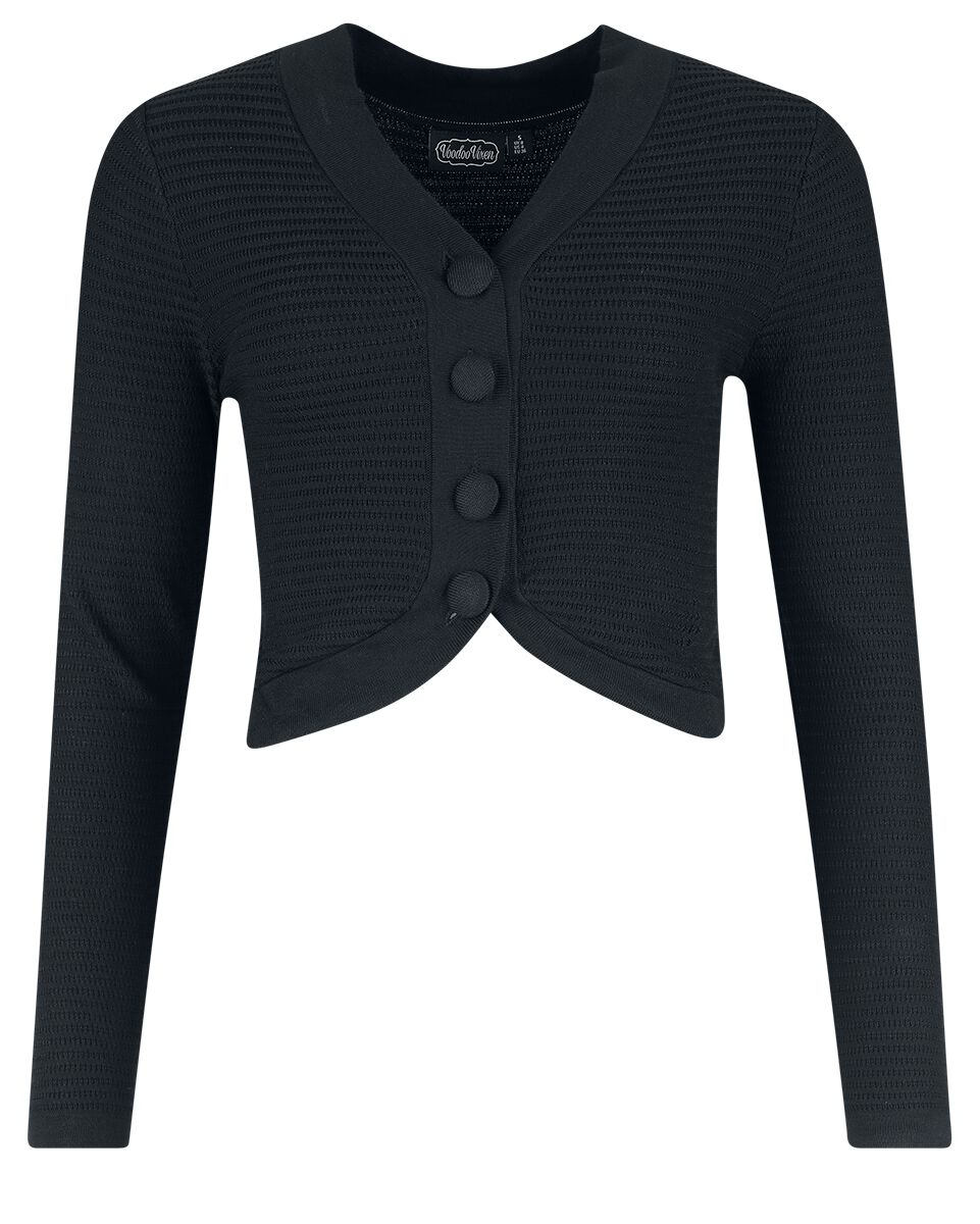 Voodoo Vixen Cardigan - Textured Knit Crop Cardigan - XS bis XXL - für Damen - Größe XL - schwarz von Voodoo Vixen