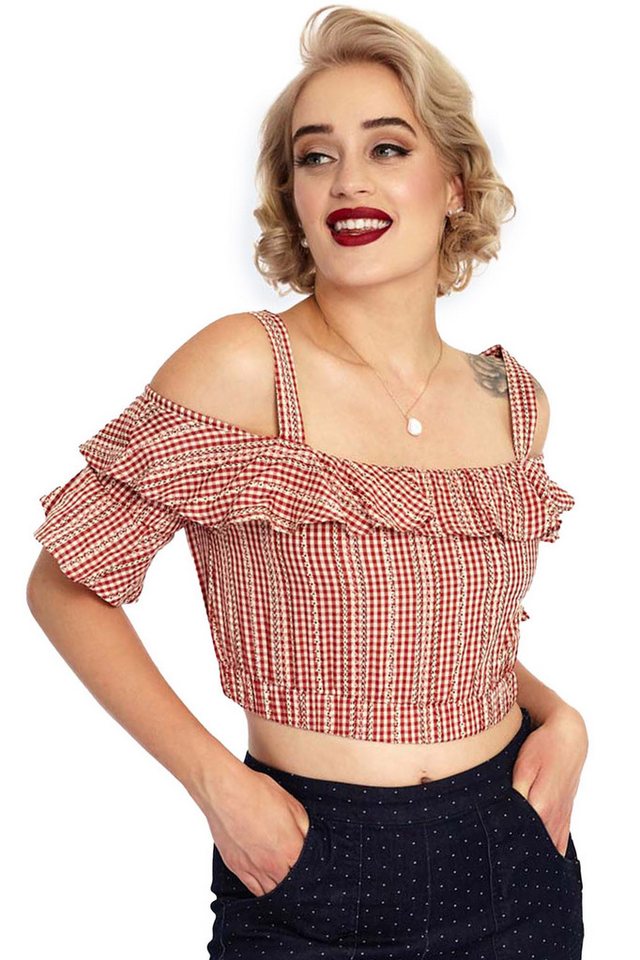 Voodoo Vixen Crop-Top Sophia Gingham Vintage Classic Oberteil Bauchfrei von Voodoo Vixen