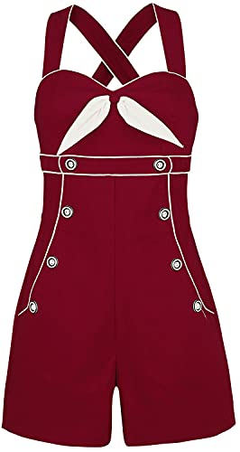 Voodoo Vixen Eliza Navy Seaside Cross Strap Playsuit Frauen Jumpsuit rot XL von Voodoo Vixen