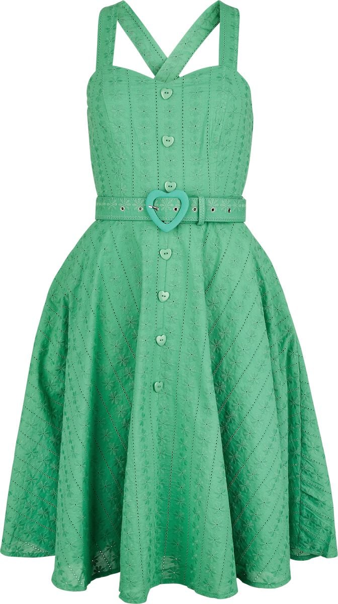 Voodoo Vixen Emb Heart Buckle Flare Dress Mittellanges Kleid grün in S von Voodoo Vixen