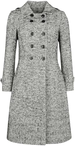 Voodoo Vixen Herringbone Double Breasted Coat Frauen Mantel schwarz/weiß XL von Voodoo Vixen