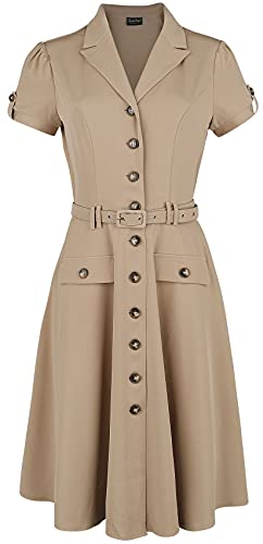 Voodoo Vixen Ida Safari Flare Dress Frauen Mittellanges Kleid braun 3XL von Voodoo Vixen