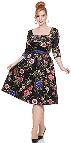 Voodoo Vixen Kleid Allie Dark FLORAL Dress 8316 schwarz Schwarz M von Voodoo Vixen