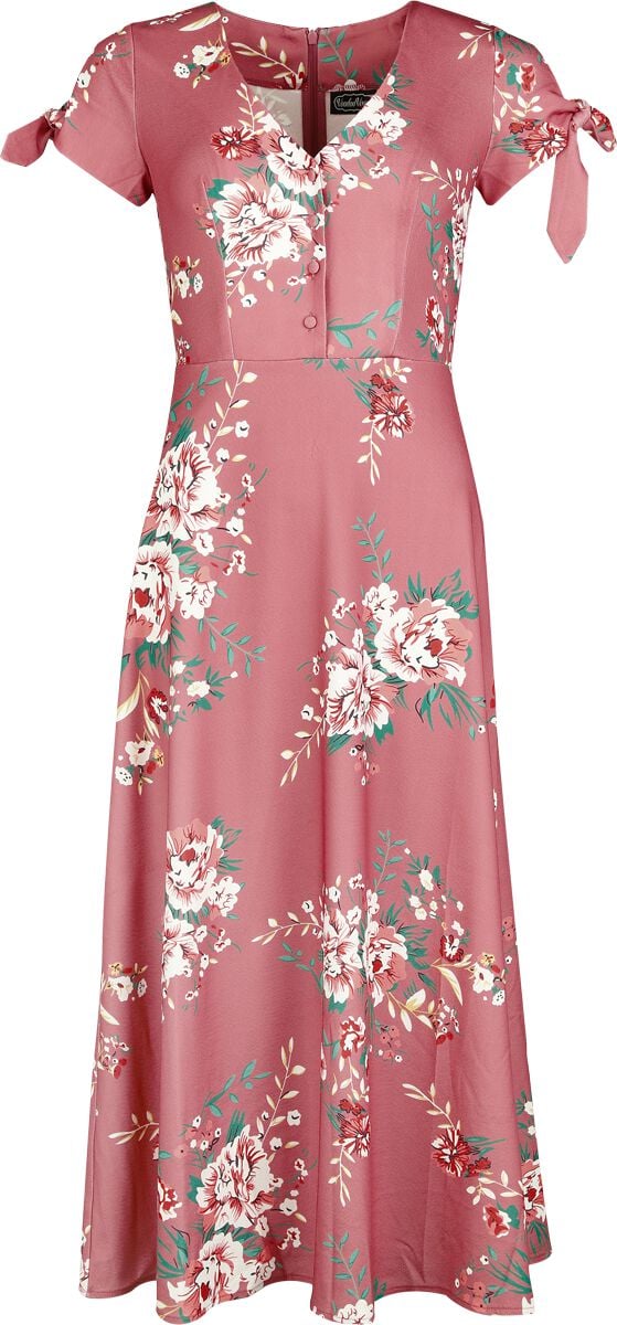 Voodoo Vixen Kleid lang - Floral Tie Sleeve Midi Dress - XS bis 4XL - für Damen - Größe 4XL - multicolor von Voodoo Vixen