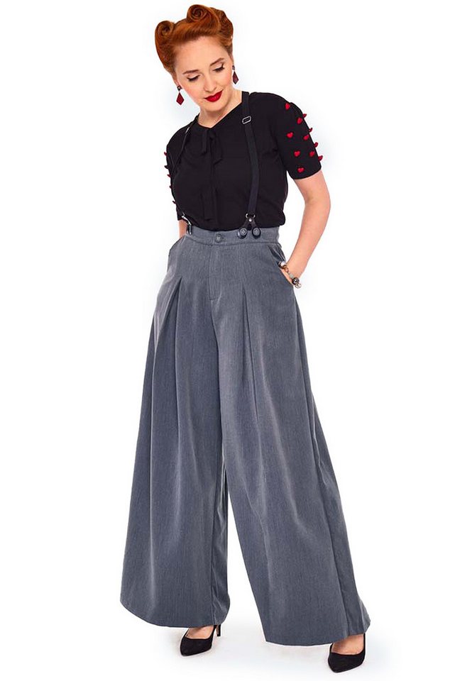 Voodoo Vixen Marlene-Hose Khloe Grey Vintage Trousers 40er Jahre Stil von Voodoo Vixen