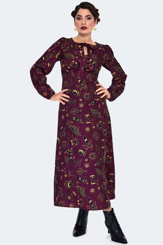 Voodoo Vixen Mystical Print Midi Dress Langes Kleid multicolor in L von Voodoo Vixen