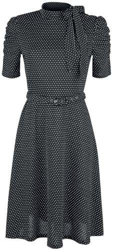 Voodoo Vixen Posie Black Polka Dot Tie-Neck Dress Frauen Mittellanges Kleid schwarz 4XL von Voodoo Vixen