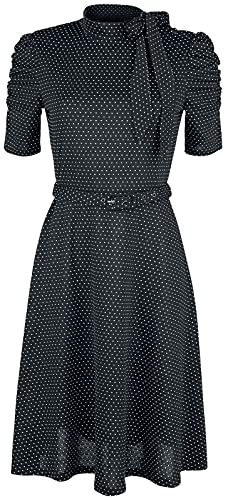 Voodoo Vixen Posie Black Polka Dot Tie-Neck Dress Frauen Mittellanges Kleid schwarz L von Voodoo Vixen