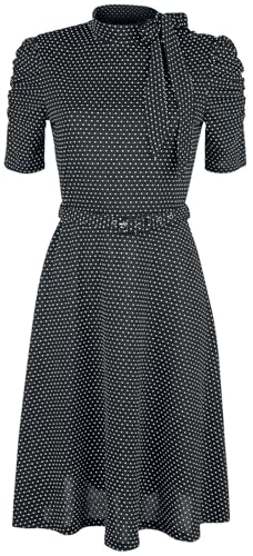 Voodoo Vixen Posie Black Polka Dot Tie-Neck Dress Frauen Mittellanges Kleid schwarz S von Voodoo Vixen