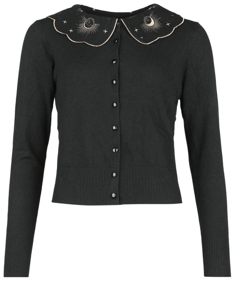 Voodoo Vixen - Rockabilly Cardigan - Moon Phase Cat Emb Cardigan - XS bis XXL - für Damen - Größe XXL - schwarz von Voodoo Vixen