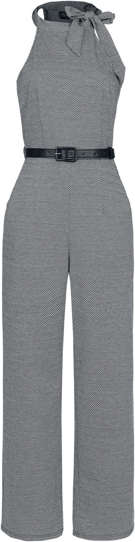 Voodoo Vixen - Rockabilly Jumpsuit - Tie Collar High Neck Knit Jumpsuit - S bis XXL - für Damen - Größe XXL - multicolor von Voodoo Vixen