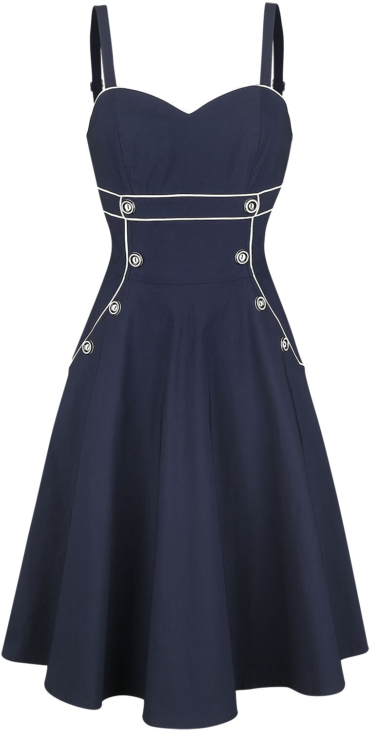 Voodoo Vixen - Rockabilly Kleid knielang - Claudia Nautical Flared Dress - S bis XXL - für Damen - Größe L - navy von Voodoo Vixen