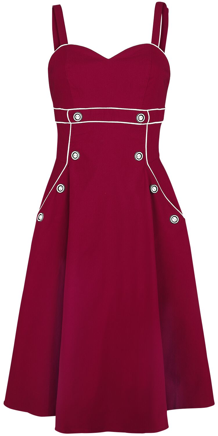 Voodoo Vixen - Rockabilly Kleid knielang - Claudia Red Seaside Dress - XS bis 4XL - für Damen - Größe 3XL - rot von Voodoo Vixen