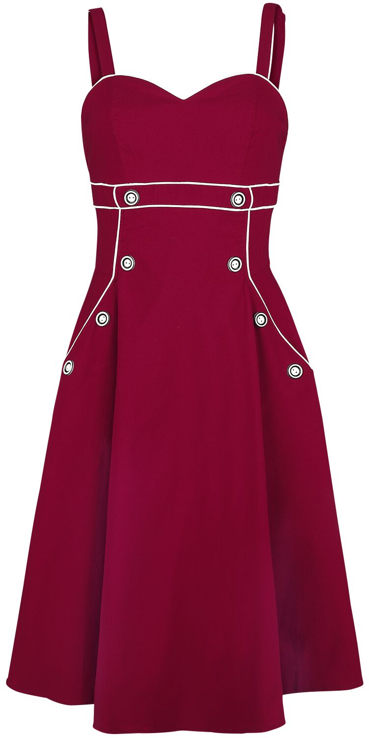 Voodoo Vixen - Rockabilly Kleid knielang - Claudia Red Seaside Dress - XS bis 4XL - für Damen - Größe L - rot von Voodoo Vixen