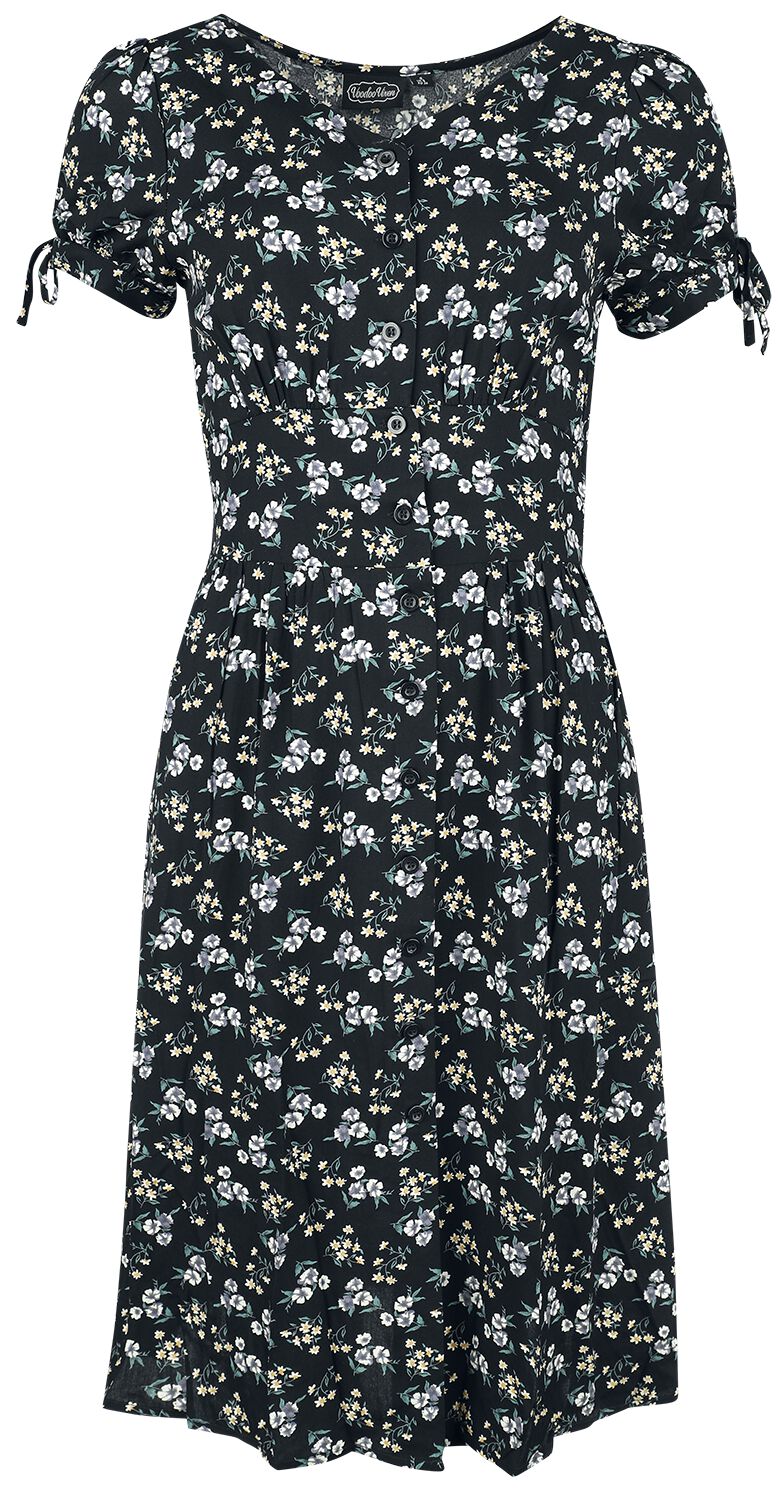 Voodoo Vixen - Rockabilly Kleid knielang - Ditsy Floral Tie Sleeve Dress - XS bis 4XL - für Damen - Größe 3XL - multicolor von Voodoo Vixen