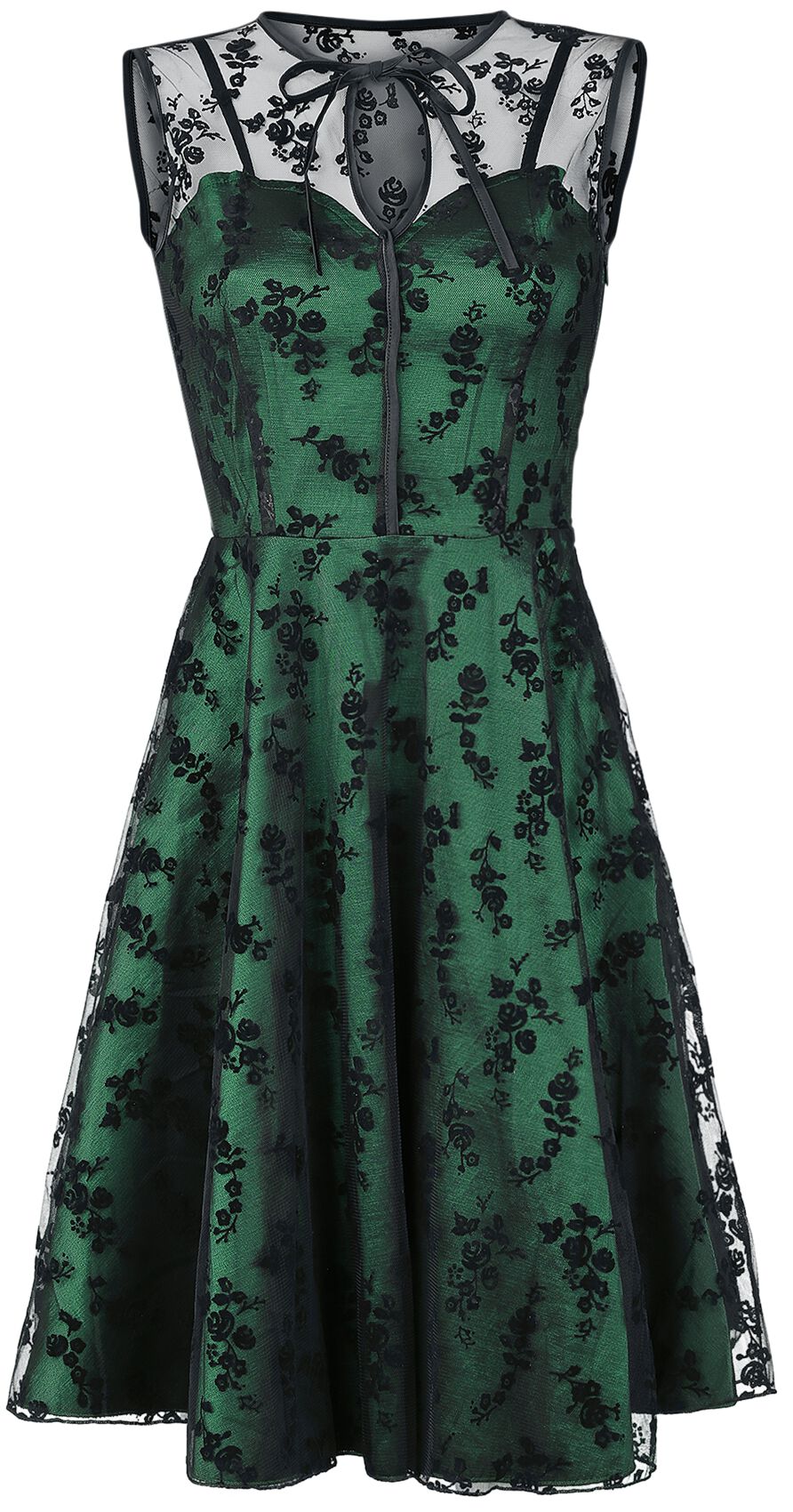 Voodoo Vixen - Rockabilly Kleid knielang - Emerald - S bis 4XL - für Damen - Größe 3XL - grün von Voodoo Vixen