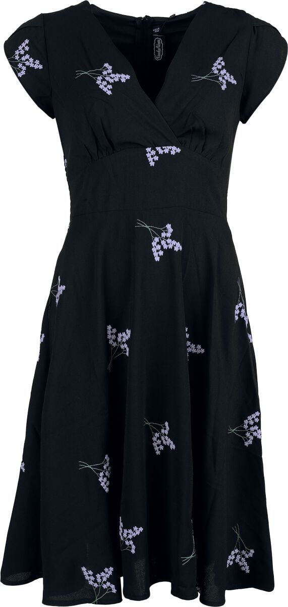 Voodoo Vixen - Rockabilly Kleid knielang - Lavender Bundle Emp Flare Dress - L - für Damen - Größe L - schwarz von Voodoo Vixen