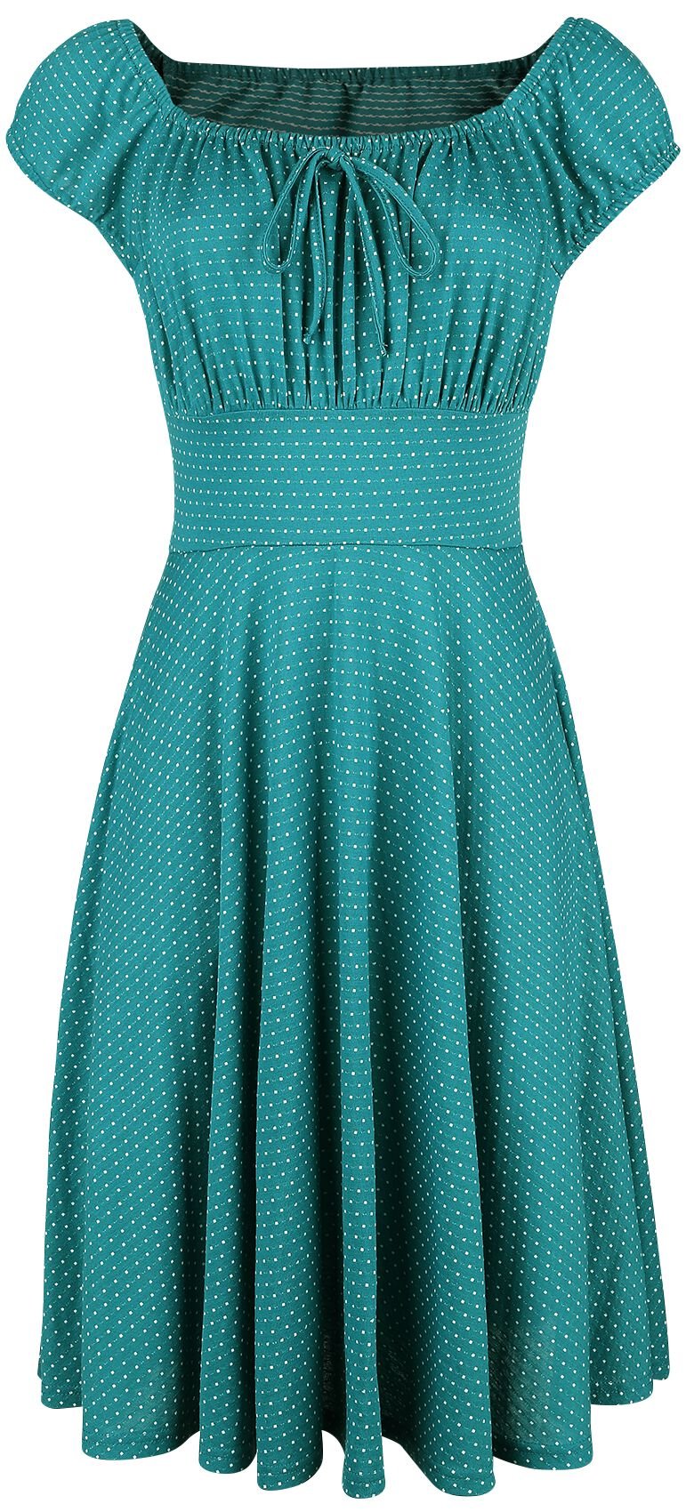 Voodoo Vixen - Rockabilly Kleid knielang - Tessy Green Gathered Dress - XS bis 4XL - für Damen - Größe 4XL - petrol von Voodoo Vixen