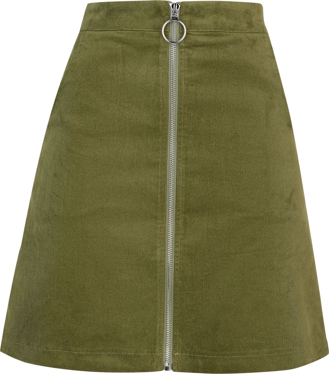 Voodoo Vixen - Rockabilly Kurzer Rock - Corduroy Zip Mini Skirt - XS bis XXL - für Damen - Größe L - grün von Voodoo Vixen