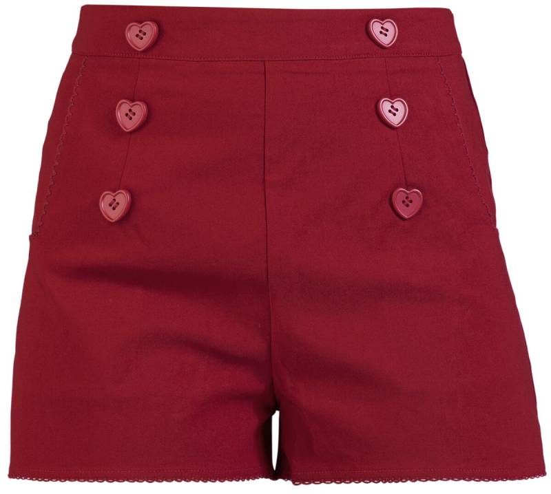 Voodoo Vixen - Rockabilly Short - Heart Button Shorts - XS bis XXL - für Damen - Größe XXL - rot von Voodoo Vixen