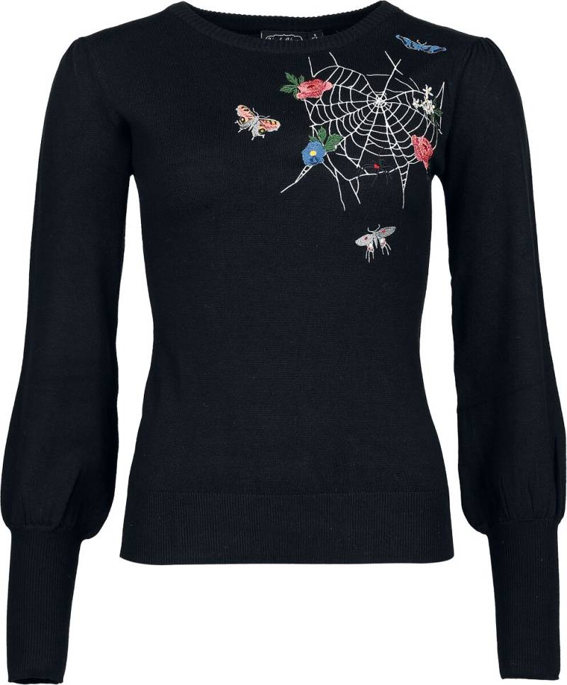 Voodoo Vixen - Rockabilly Strickpullover - Floral Moth Web Embroidered Sweater - XS bis XXL - für Damen - Größe M - schwarz Voodoo Vixen - Rockabilly Strickpullover - Floral Moth Web Embroidered Sweater - XS bis XXL - für Damen - Größe M - schwarz von Voodoo Vixen