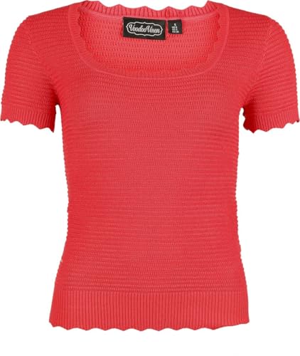 Voodoo Vixen Scalloped Edge Scoop Neck Top Frauen T-Shirt pink M 70% Viskose, 30% Nylon Basics von Voodoo Vixen