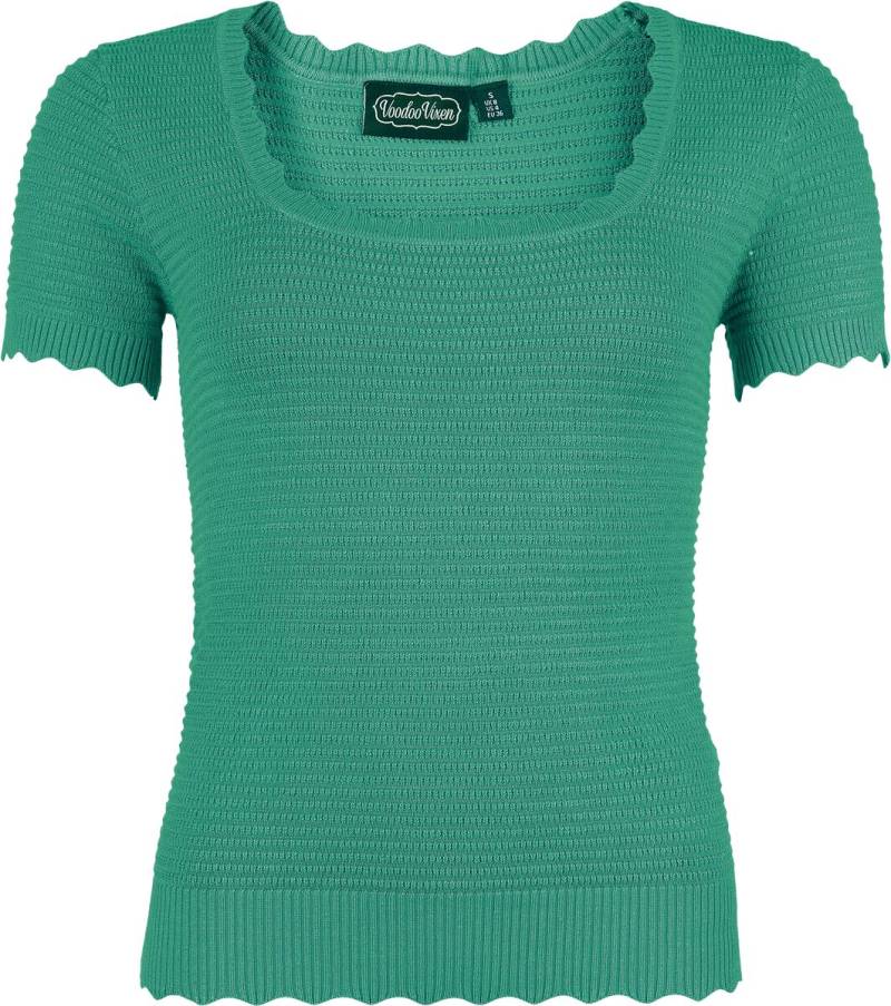 Voodoo Vixen Scalloped Edge Scoop Neck Top T-Shirt blau in M von Voodoo Vixen