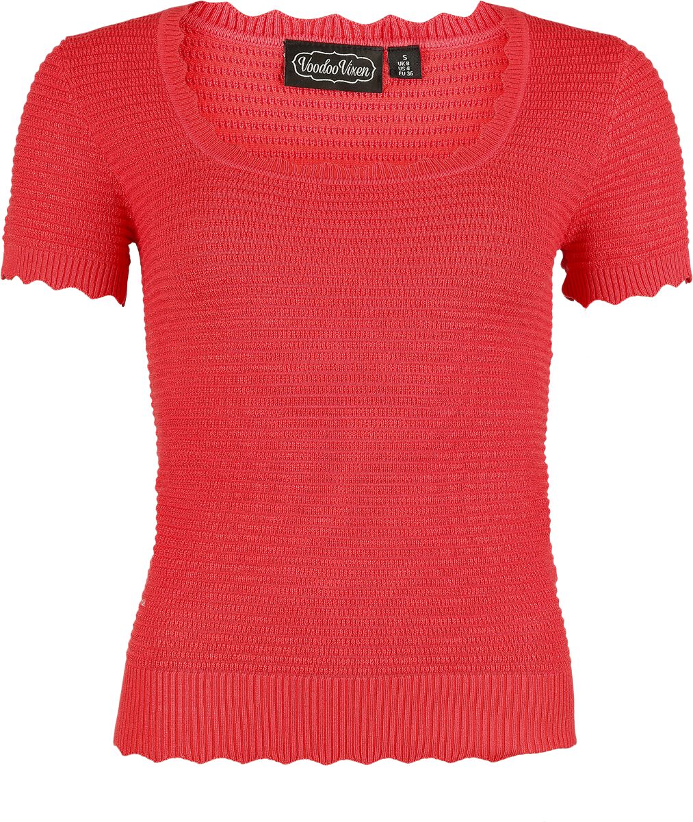 Voodoo Vixen Scalloped Edge Scoop Neck Top T-Shirt pink in XS von Voodoo Vixen