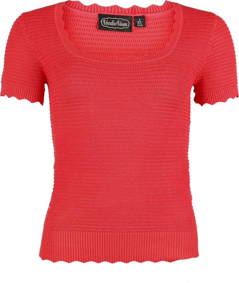 Voodoo Vixen Scalloped Edge Scoop Neck Top T-Shirt pink in XXL von Voodoo Vixen