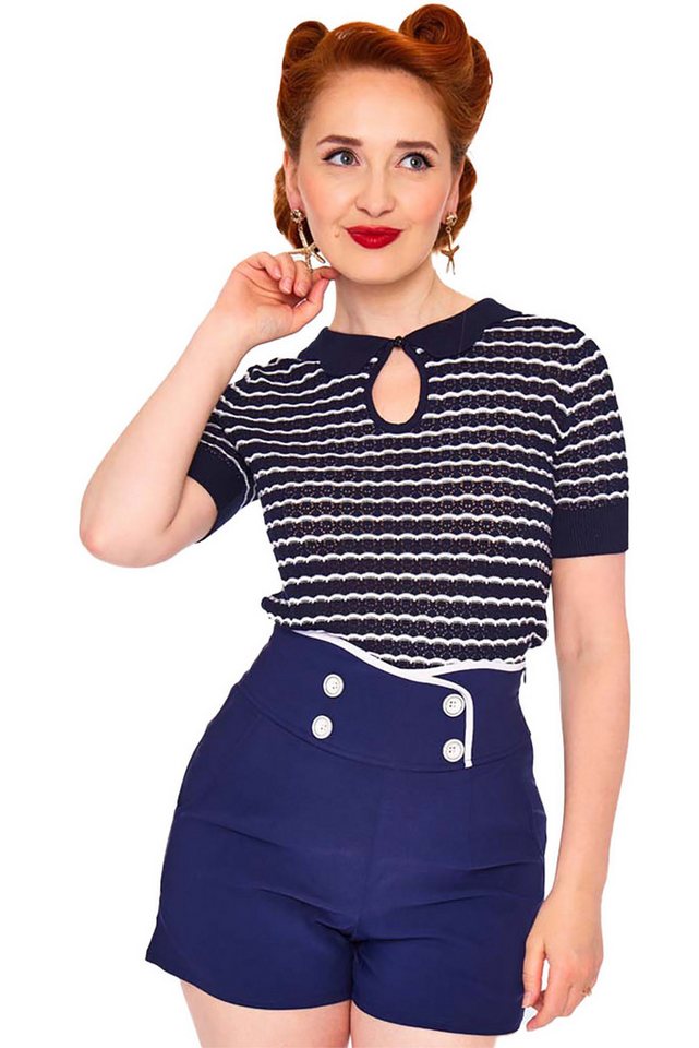 Voodoo Vixen Shirttop Scallop Stripe and Collar Stricktop Retro Vintage 50s 50er von Voodoo Vixen