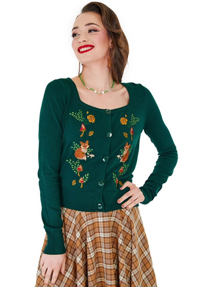 Voodoo Vixen Strickjacke Fox And Mushroom Cardigan Retro Vintage Fuchs Füchse Voodoo Vixen Strickjacke Fox And Mushroom Cardigan Retro Vintage Fuchs Füchse von Voodoo Vixen
