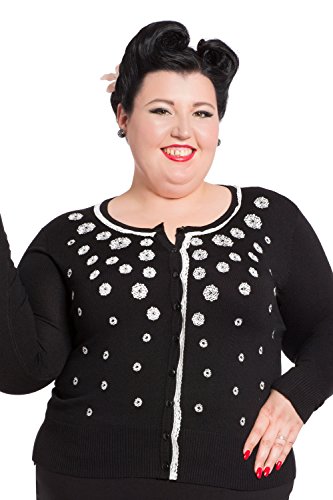 Voodoo Vixen Strickjacke -XL- Leticia Rose Embroidery Schwarz von Voodoo Vixen