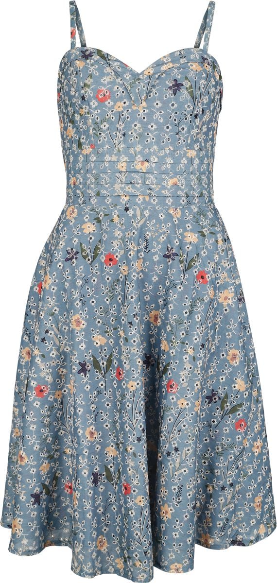 Voodoo Vixen Summer Flowers Emb Flare Dress Mittellanges Kleid blau in 4XL von Voodoo Vixen