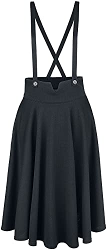 Voodoo Vixen Toyin Black Herringbone Overall Skirt Frauen Mittellanger Rock schwarz L von Voodoo Vixen